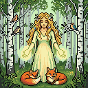 Pixel art: Mielikki, mistress of the forest among animals