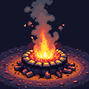 Pixel art: ritual fire flames in the dark